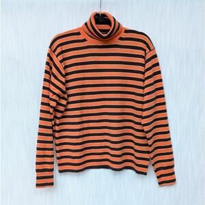 NWT MARNI + Uniqlo Orange 100% Cashmere Striped Turtleneck Sweater, size XL